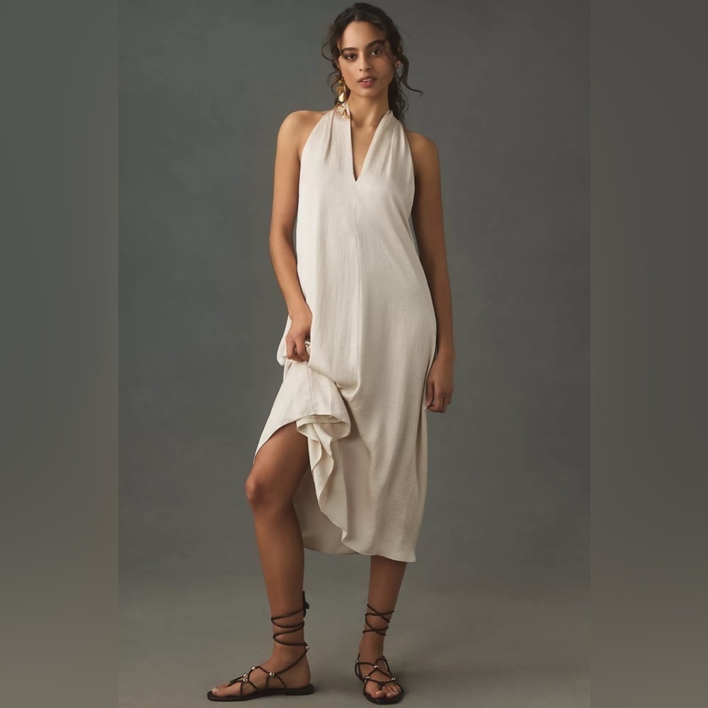 NWT By Anthropologie Halter Silky Midi Dress